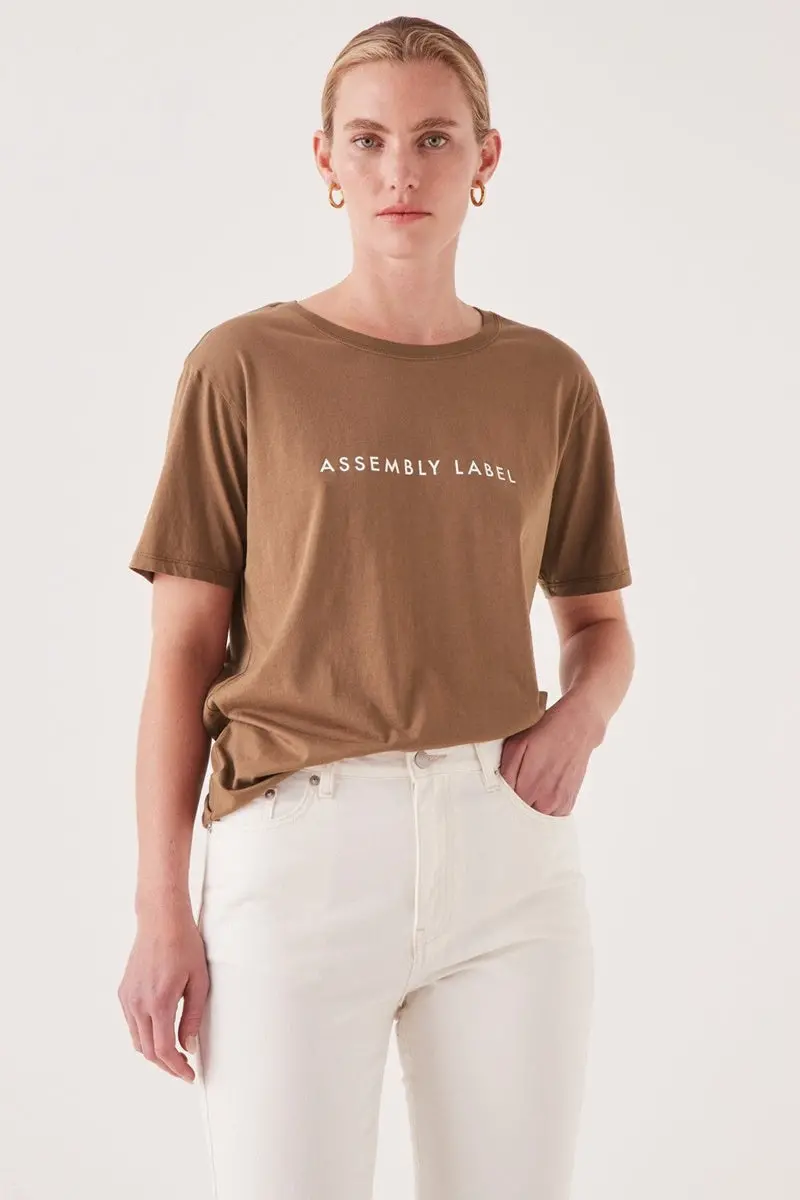 Assembly Label - Logo Cotton Crew Tee - Caramel 1