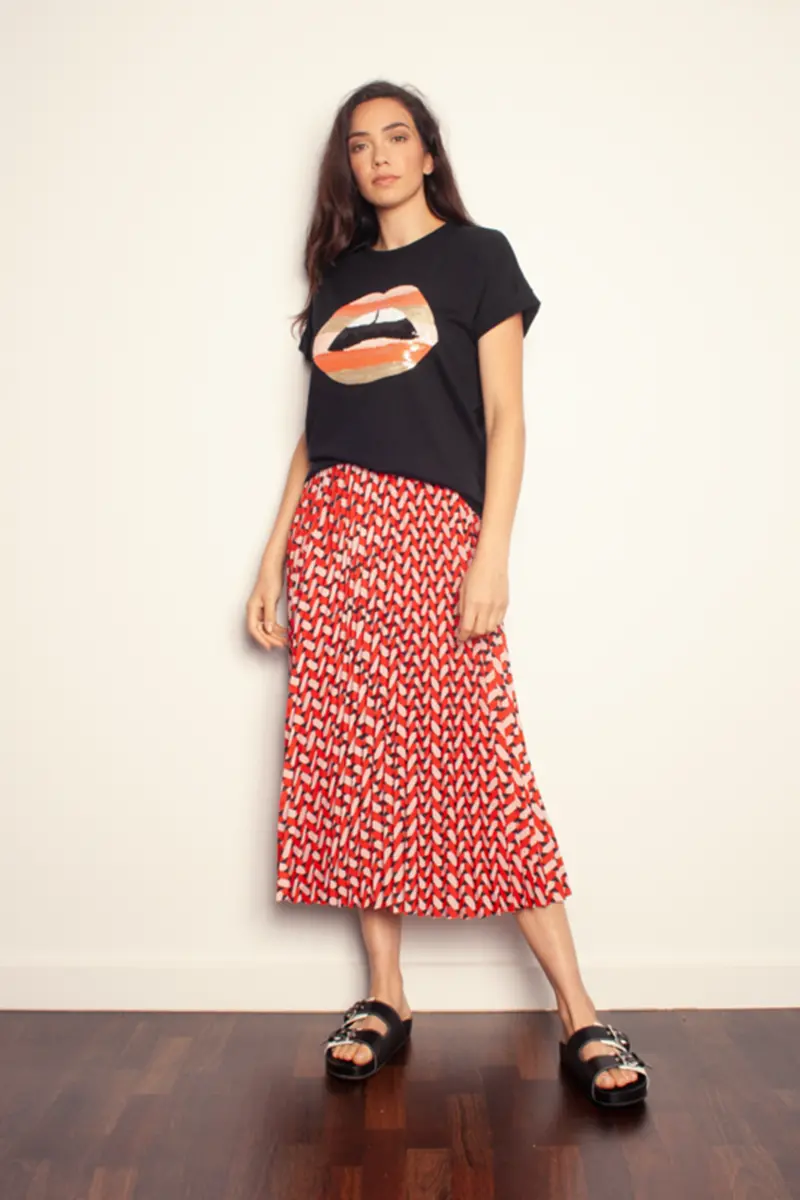 The Others - The Relaxed Tee - Black With Stripe Lips 1
