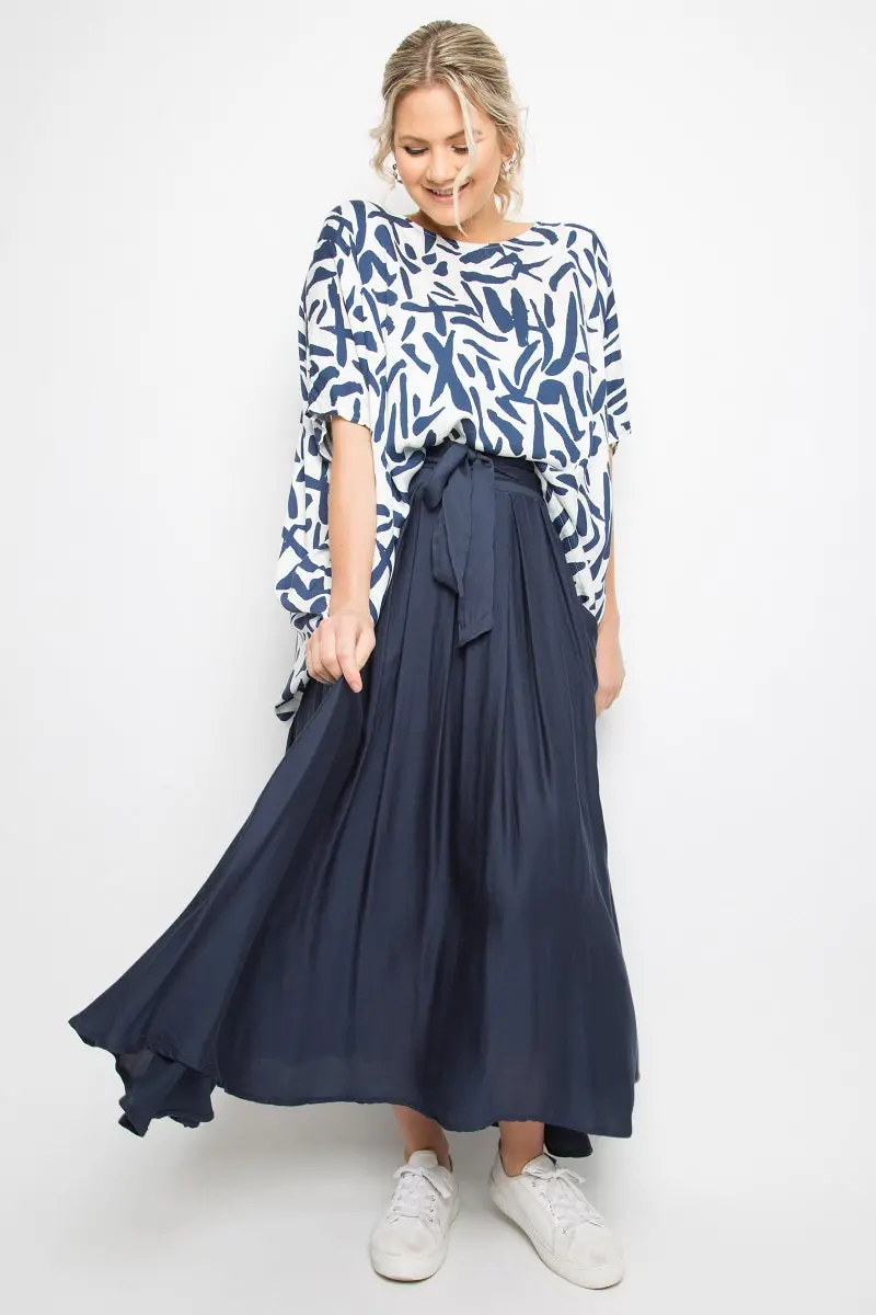 Pq Collection - Twirl Tie Skirt - Navy 2