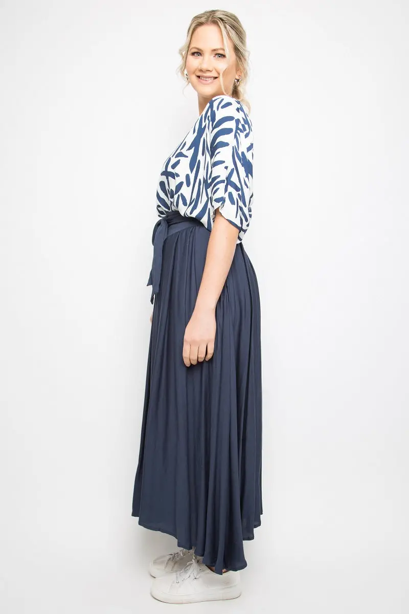 Pq Collection - Twirl Tie Skirt - Navy 3