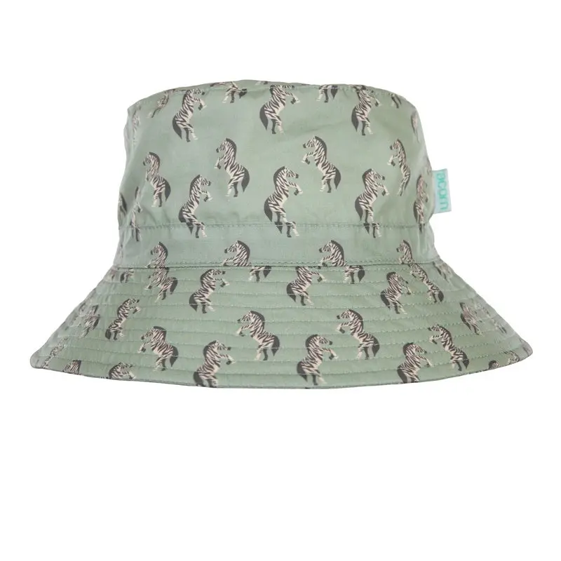 Acorn - Dancing Zebra Wide Brim Bucket Hat - Khaki/Natural 1