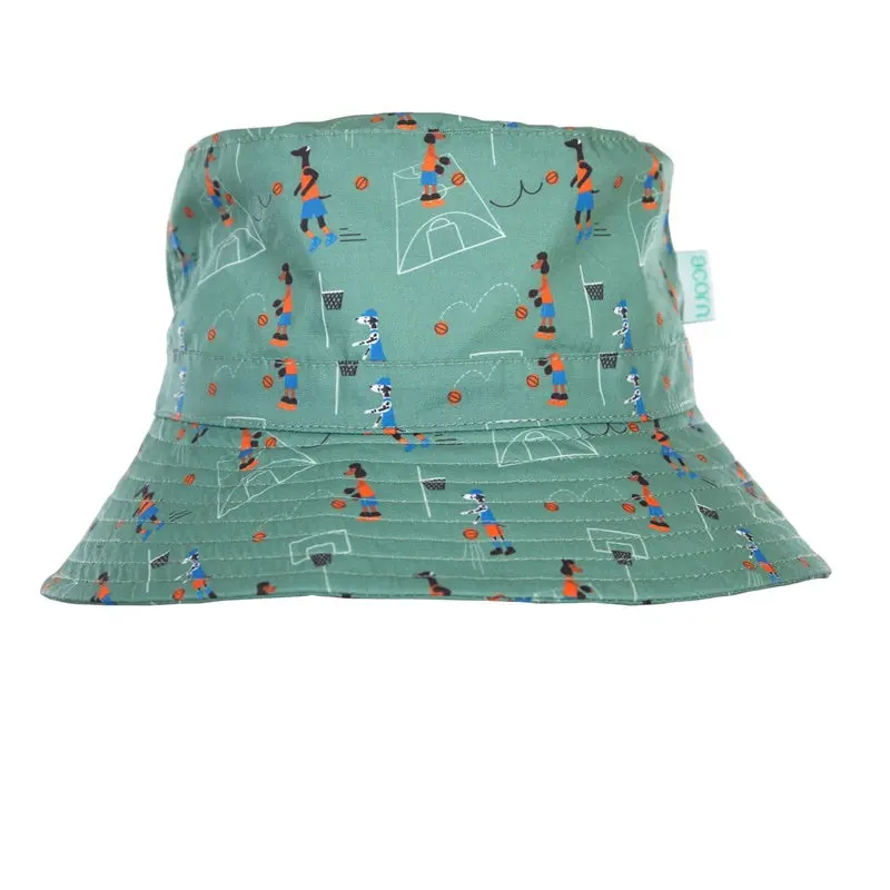 Acorn - Shooting Hoops Wide Brim Bucket Hat - Green & Multi 1