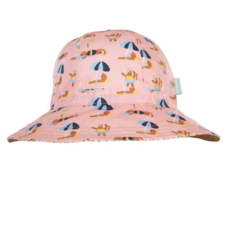 Acorn - Beach Cats Wide Brim Sunhat - Pink & Multi 1
