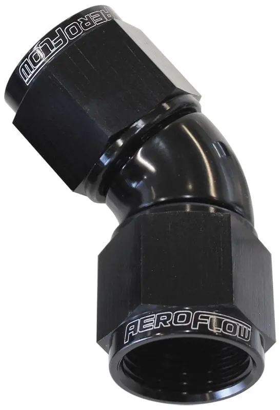 45° Full-Flow -4An Female Coupler – Black Anodized 1