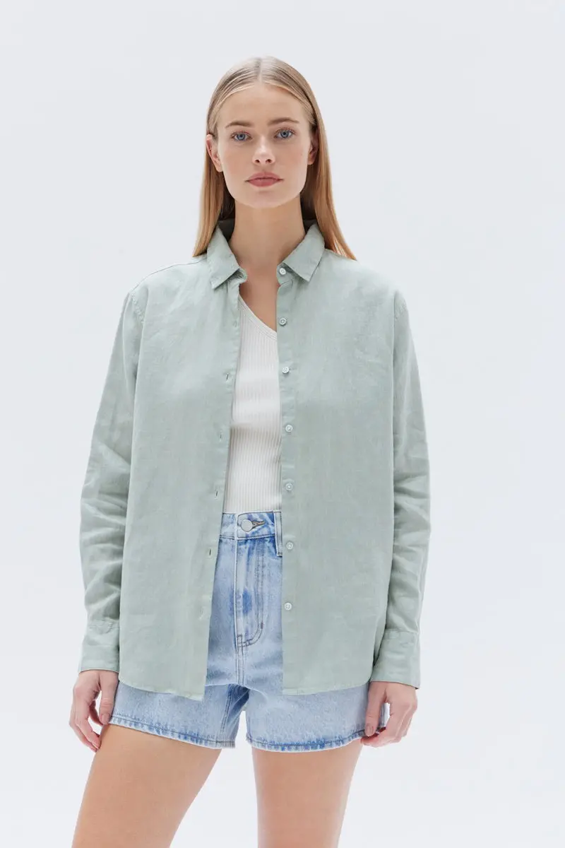 Assembly Label - Xander Linen Shirt - Nettle 1