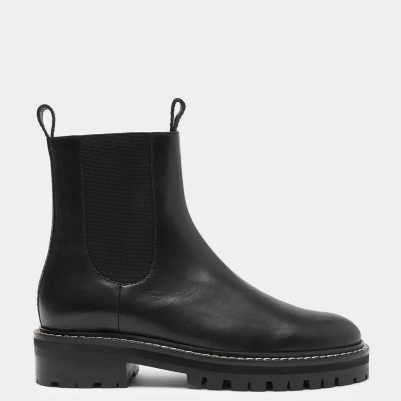 Assembly Label - Contrast Stitch Leather Boot - Black 1