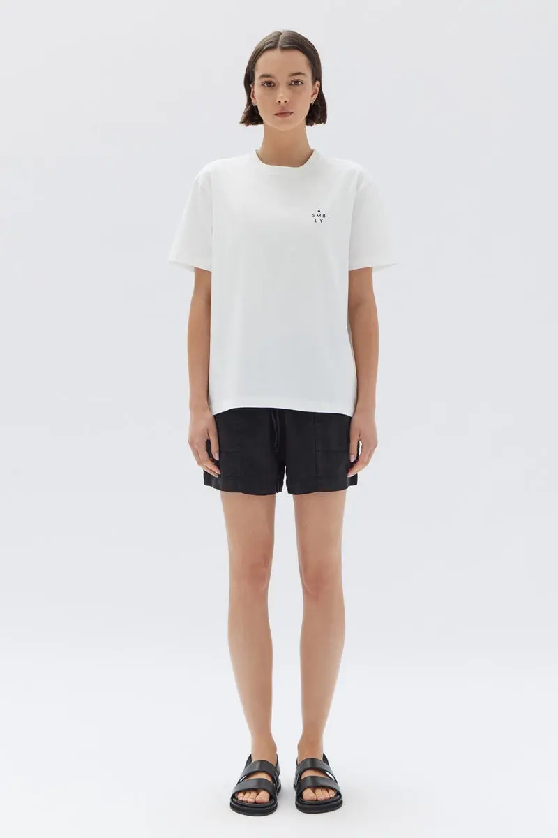 Assembly Label - Womens Stacked Organic Logo Tee - Antique White 1