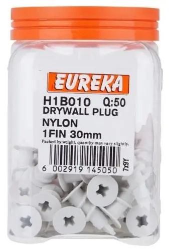 Eureka Drywall Plug: Nylon 1Fin 1