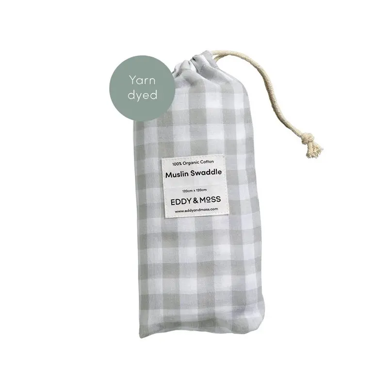 Eddy & Moss - Swaddle Wrap - Gingham Fog 1
