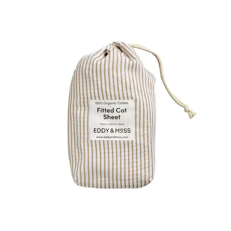 Eddy & Moss - Fitted Cot Sheet - Stripe Nutmeg 1