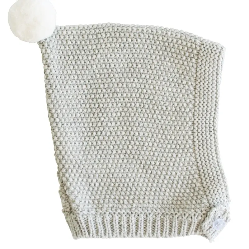 Alimrose - Pom Pom Pixie Hat - Grey & White 1