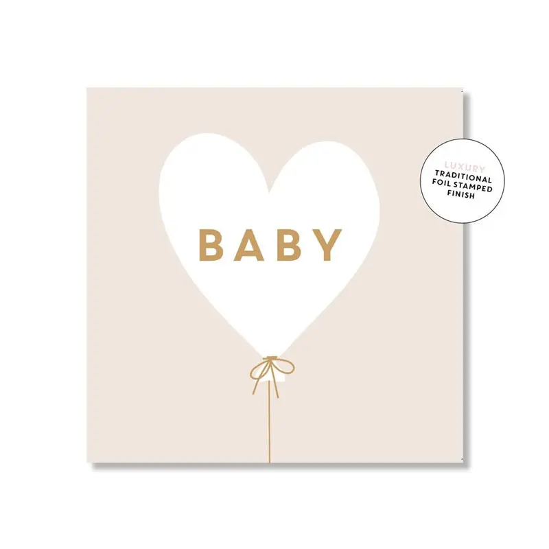 Just Smitten Mini Gift Card - Baby Heart Balloon - Beige 1