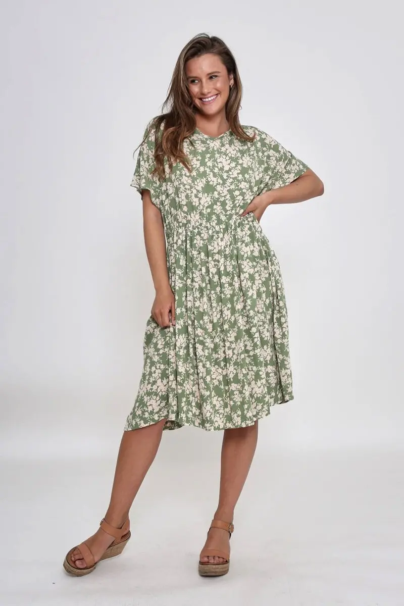 Leoni - Micah Dress - Green Floral 1