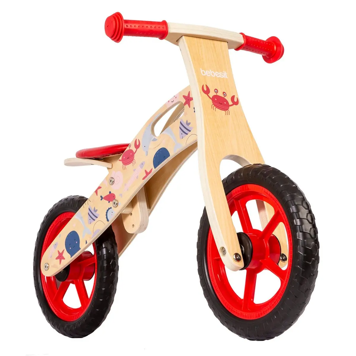 Balance Bike Bicicleta De Equilibrio Madera Océano Rojo, Bebesit 1