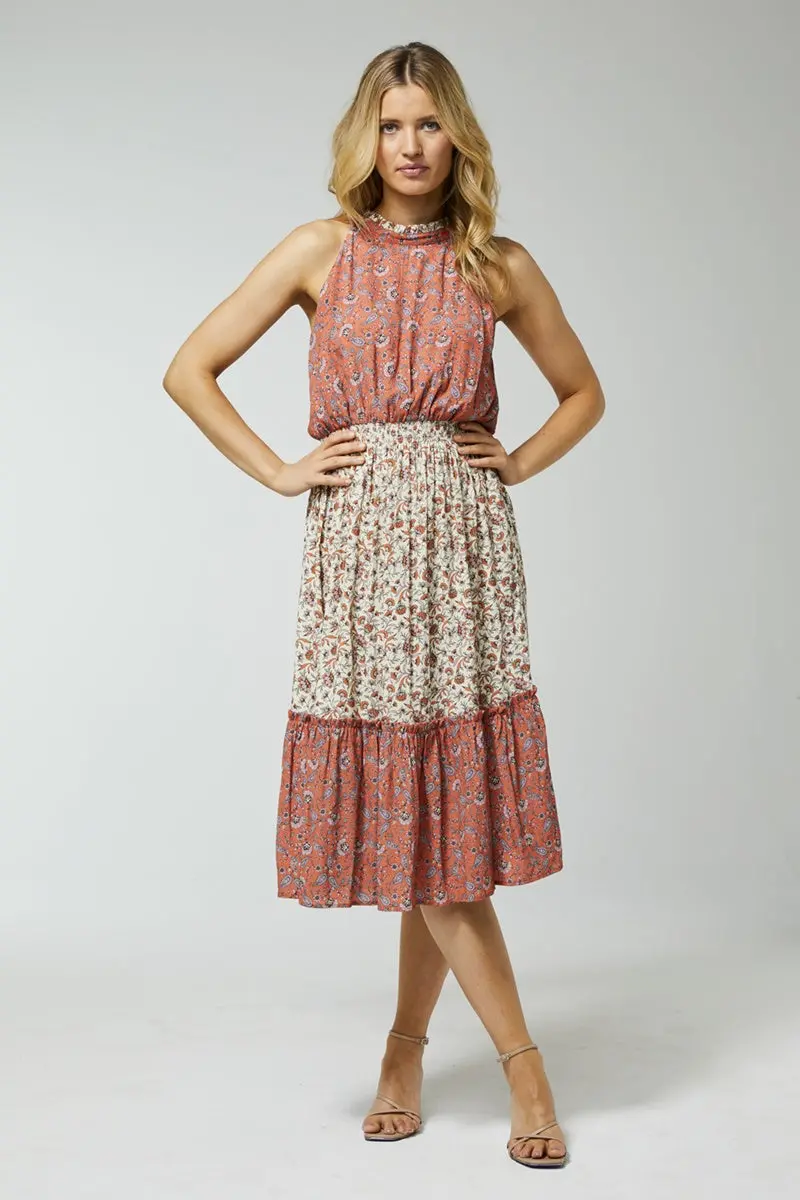 Gysette - Kataya Sleeveless Frill Midi Dress - Desert Bloom 1