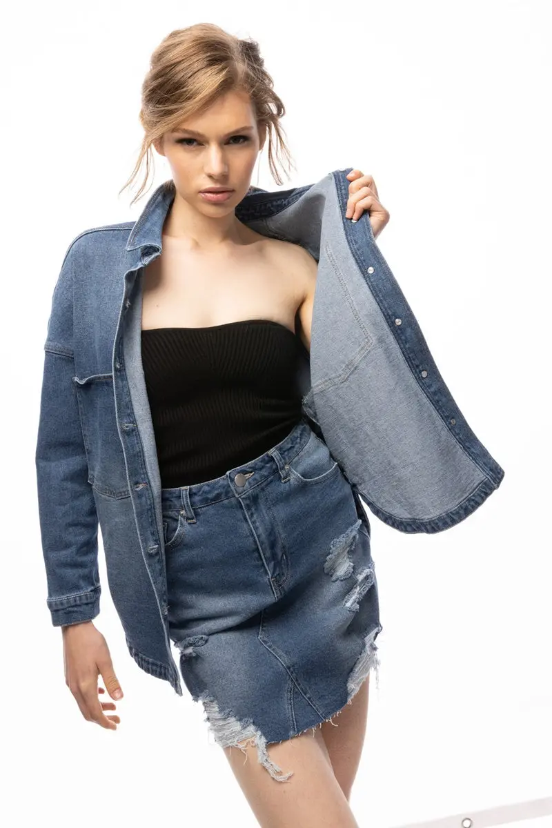 Sass - Macy Denim Shacket - 80'S Wash 1