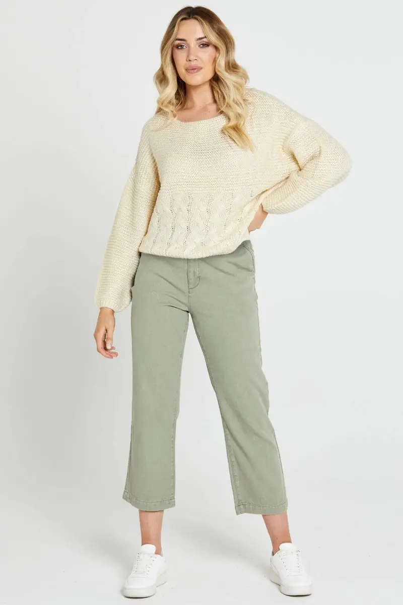Sass - Erin Cable Knit Jumper - Cream 1