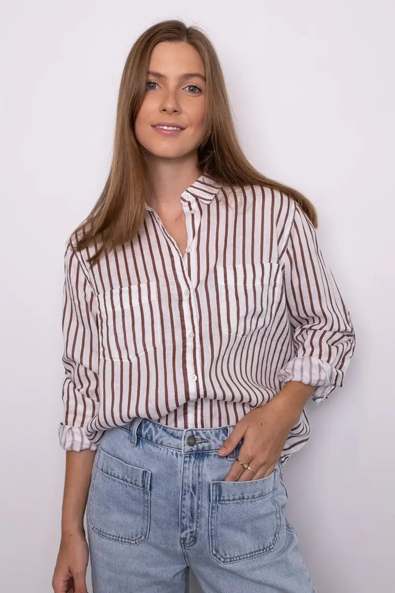Hut - The Boyfriend Shirt - Nutmeg Stripe 1