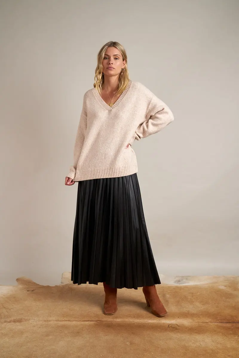 Gysette - Mara V Neck Jumper - Beige 1