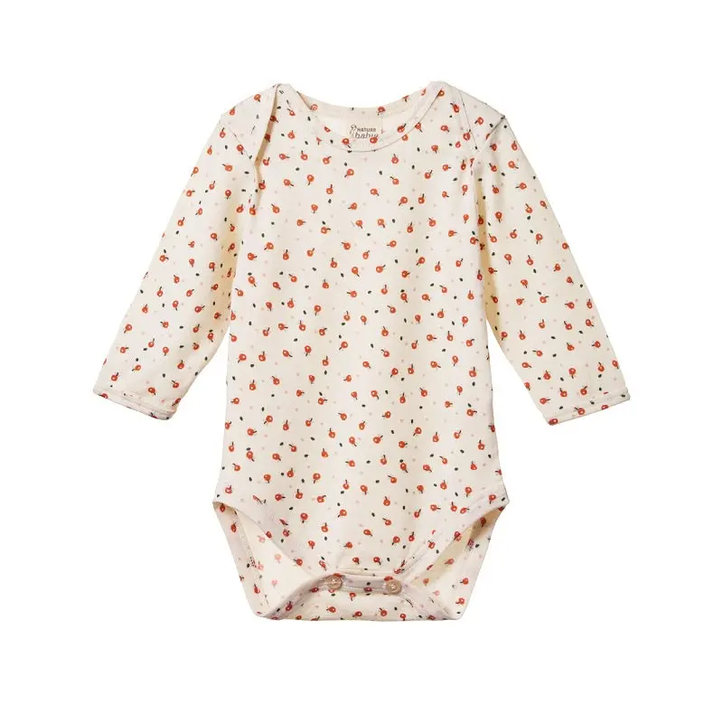 Nature Baby - Long Sleeve Merino Bodysuit - Posey Blossom 1
