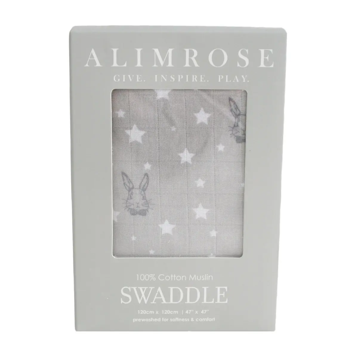 Alimrose - Muslin Swaddle Bunny Star Grey 1