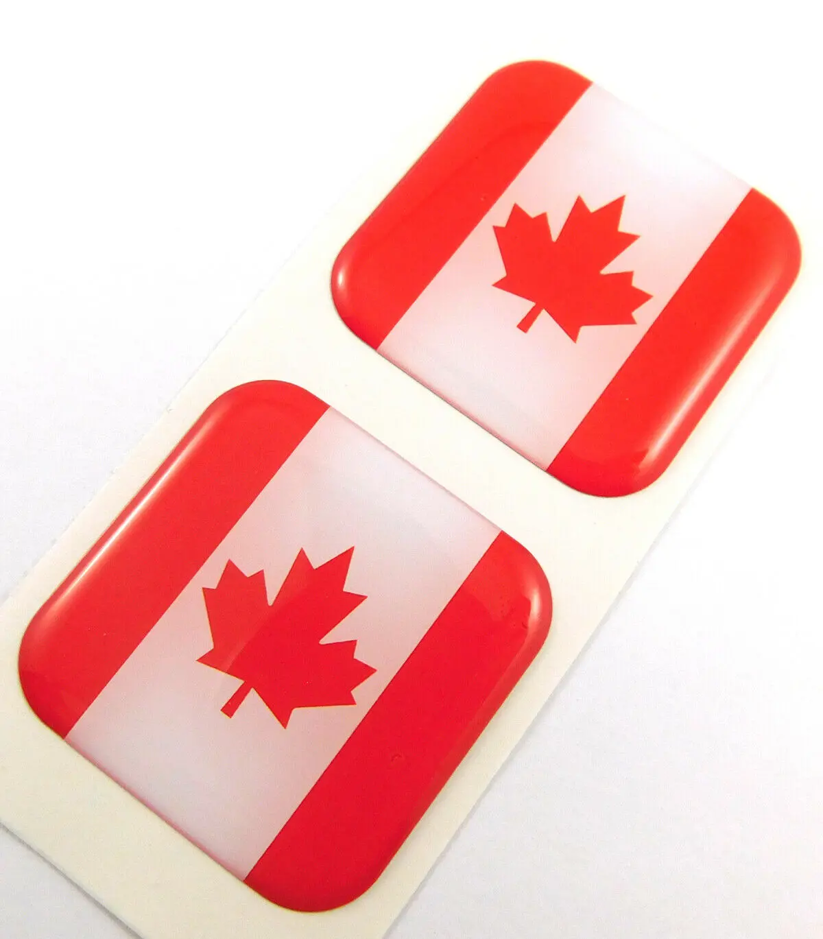 Canada Flag Square Domed Decal Car Bike Gel Stickers 1.5" 2Pc 1