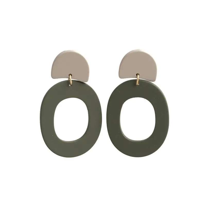 Stilen - Caz Khaki Oval Earrings 1
