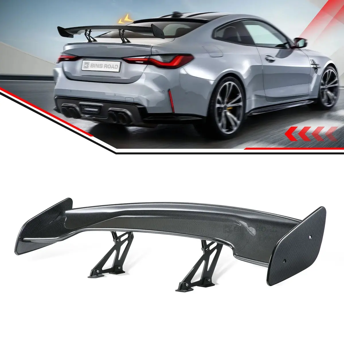Us 57" Car Rear Gt Wing Spoiler 2