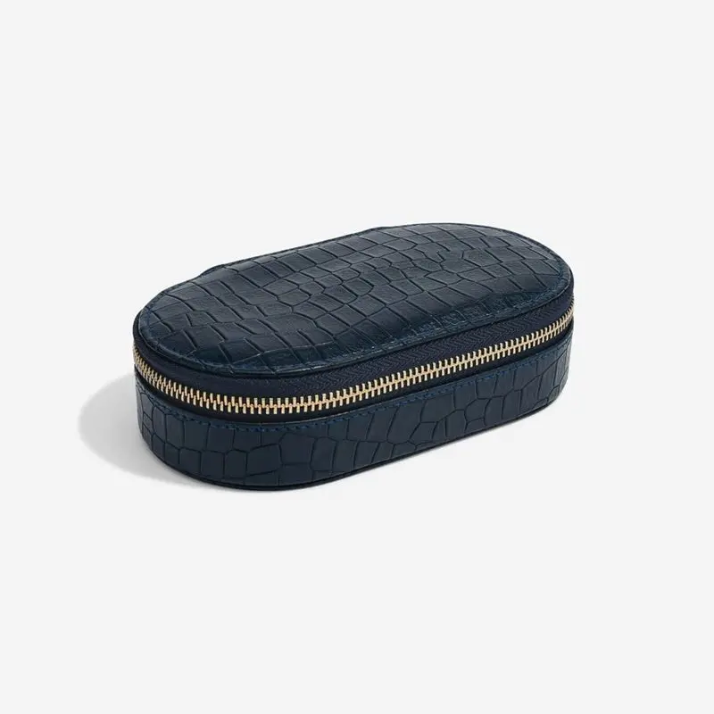 Stackers - Medium Oval Travel Jewellery Box - Navy Croc 1