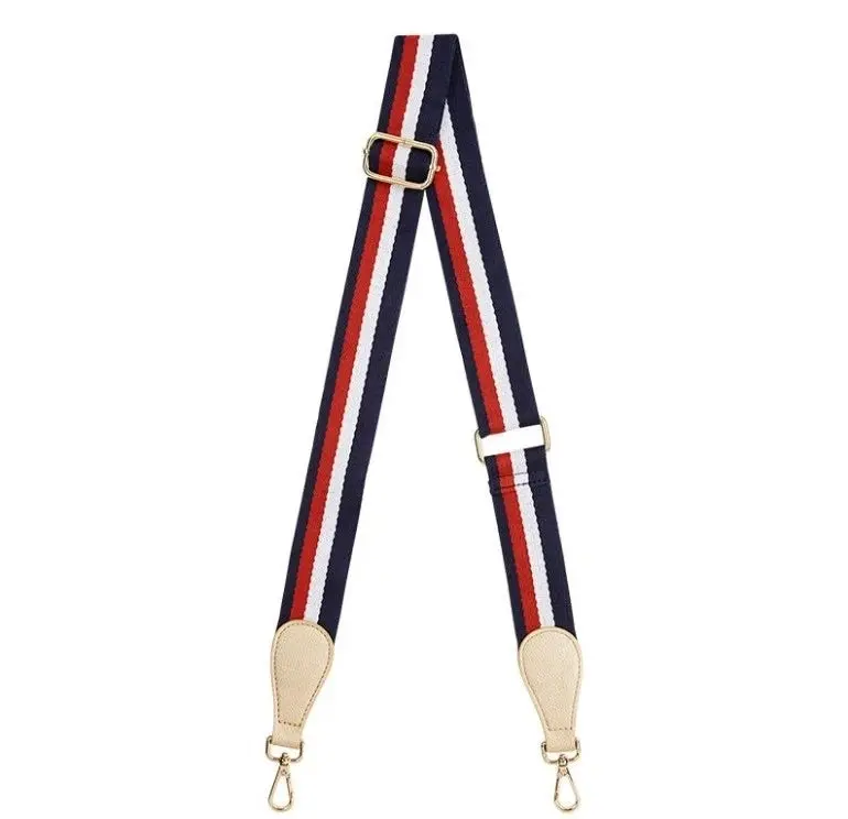 Elms + King - Accent Strap - Navy Tri Colour W/ Light Gold Tab 1