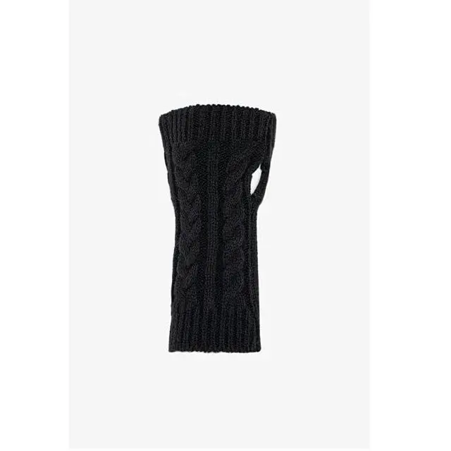 Antler - Knitted Cable Fingerless Glove - Black 1
