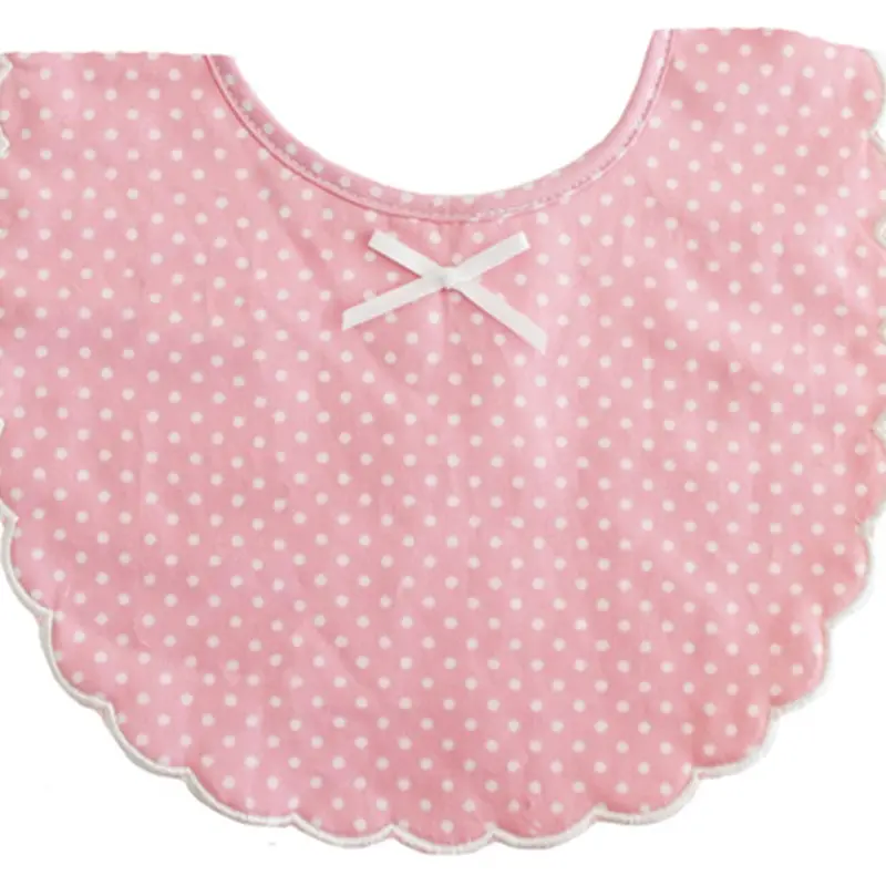 Alimrose - Scallop Bib - Pink With Ivory Spot 1