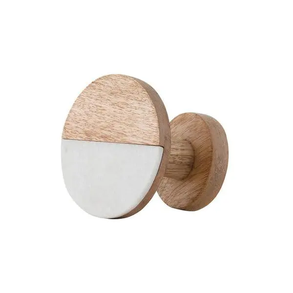 General Eclectic - Wood  & Marble Two Tone Hook - Medium 1