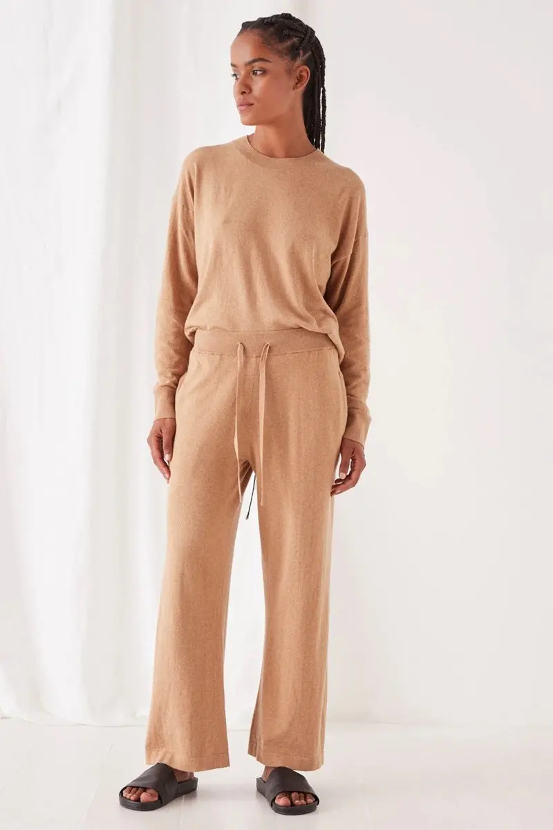 Assembly Label - Cotton Cashmere Wide Leg Pant - Taupe- 1