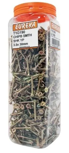 Eureka Chipboard Screw Smooth Shank - Yellow Passivated 1