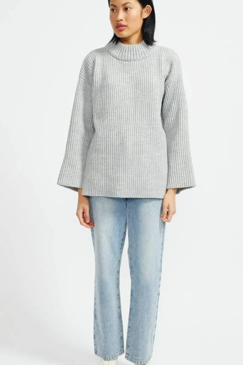 Staple - Denver Tunic Knit - Grey Marle 1