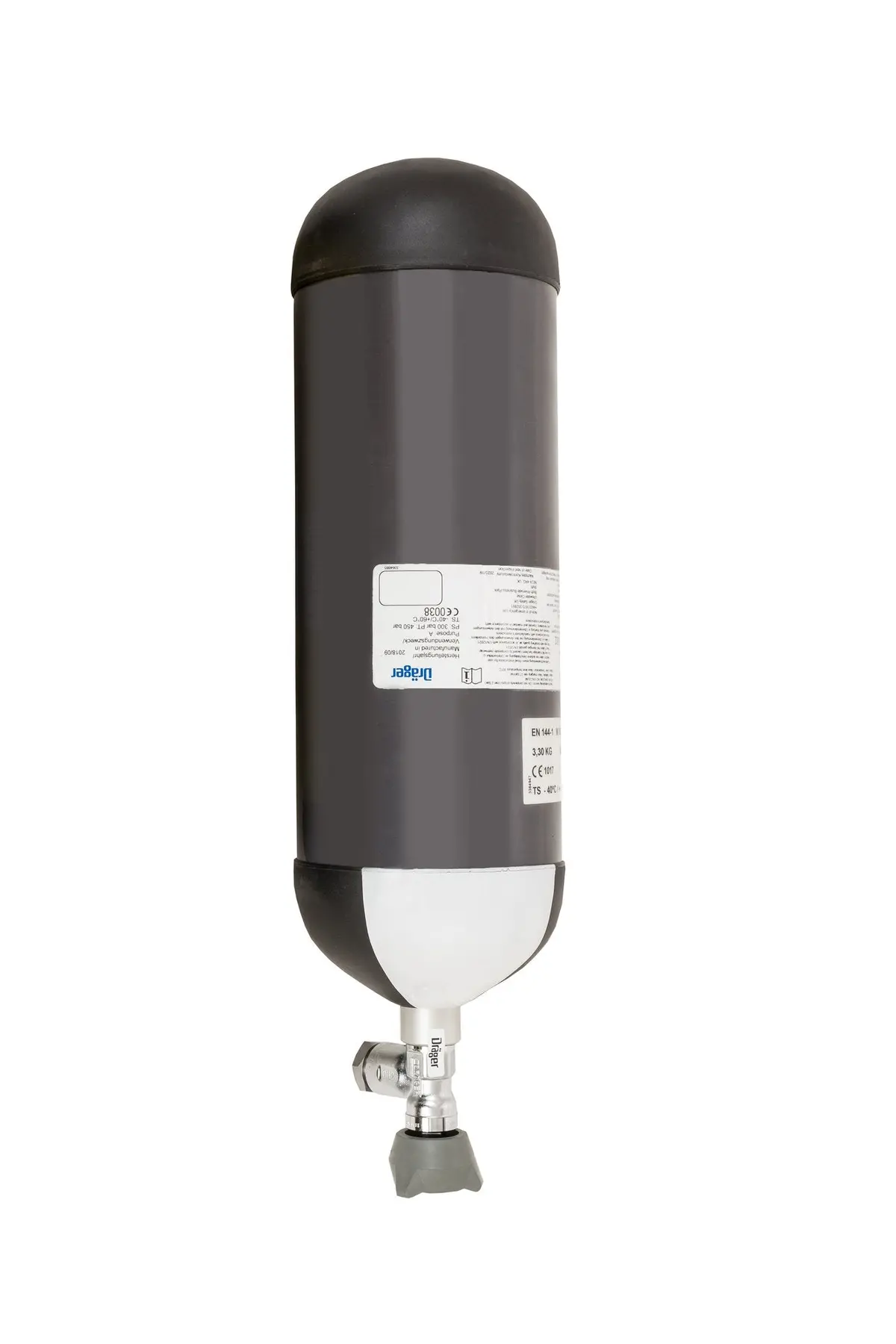 Dräger 45 Minute Flat Black Cylinder And Valve Assembly - Pn 4043168 1