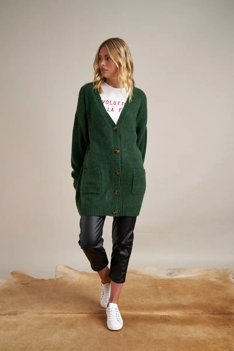Gysette - Blake Oversized Cardigan - Forest Green 1