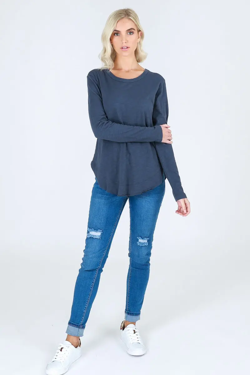 3Rd Story - Mossman Tee Long Sleeve - Indigo 1
