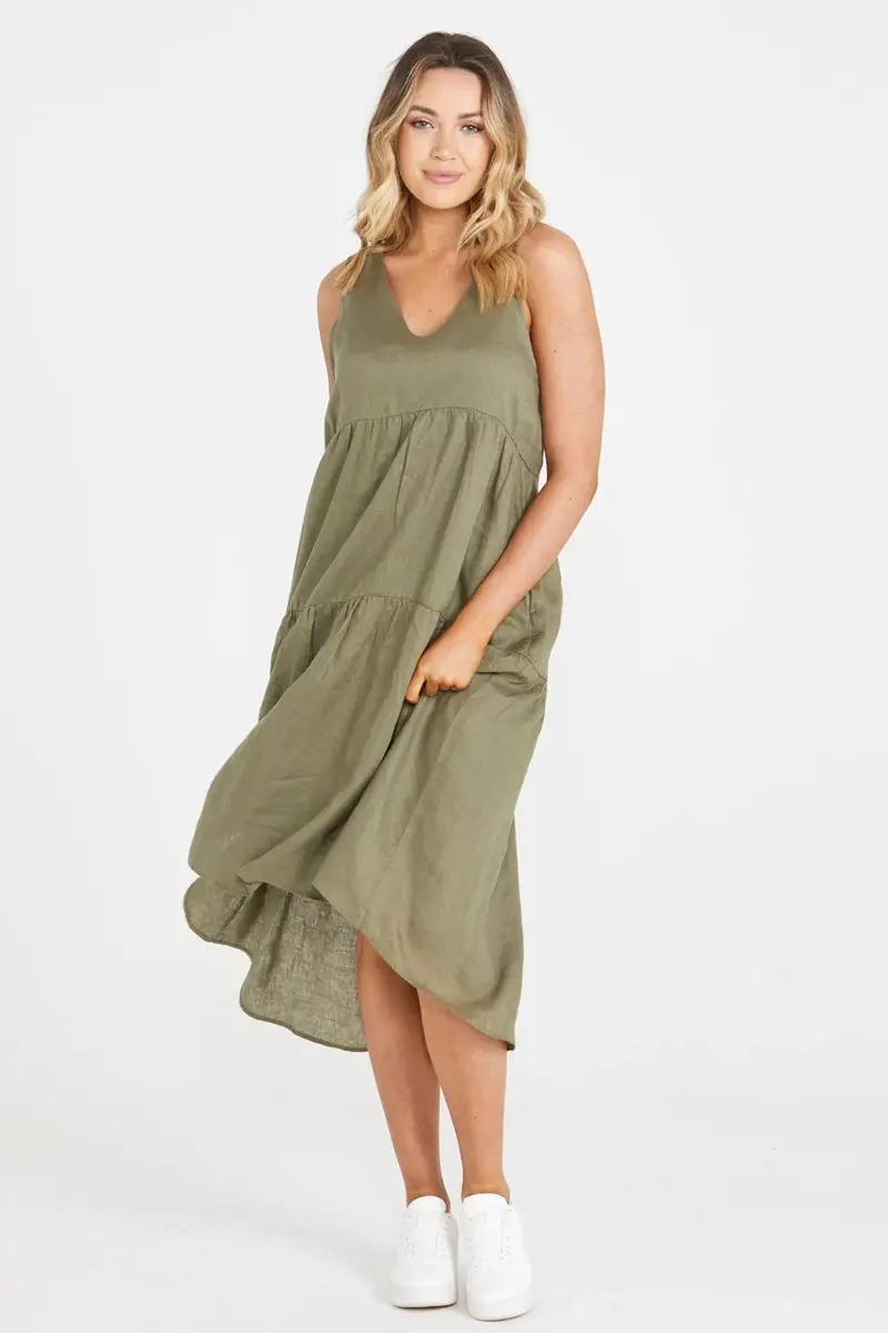Sass - Alina Midi Dress - Khaki 1
