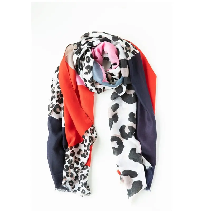 Antler - Leopard Scarf -  Red & Pink 1