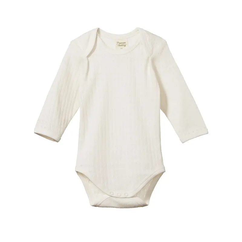 Nature Baby - Long Sleeve Pointelle Bodysuit - Natural 1