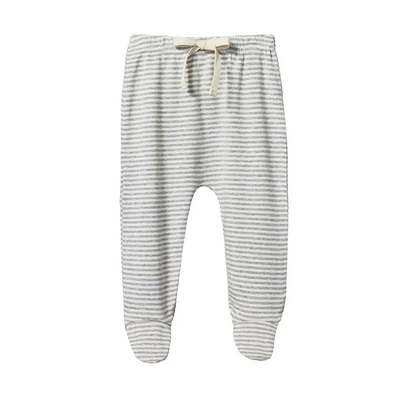 Nature Baby - Footed Rompers - Grey Marl Stripe 1
