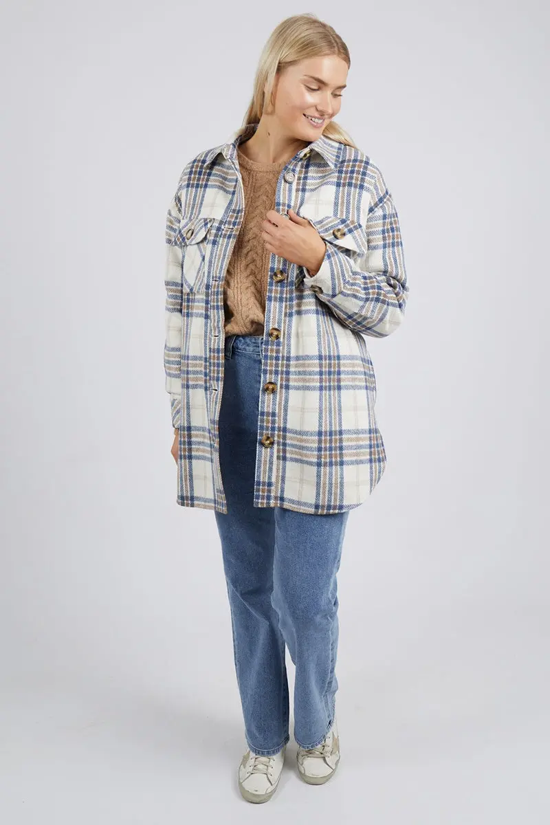 Elm - Sigrid Check Shacket - White/Blue/Butterscotch 1