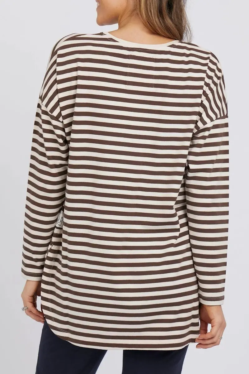 Elm - Fundamental - Lauren L/Sleeve Tee - Choc Stripe 3