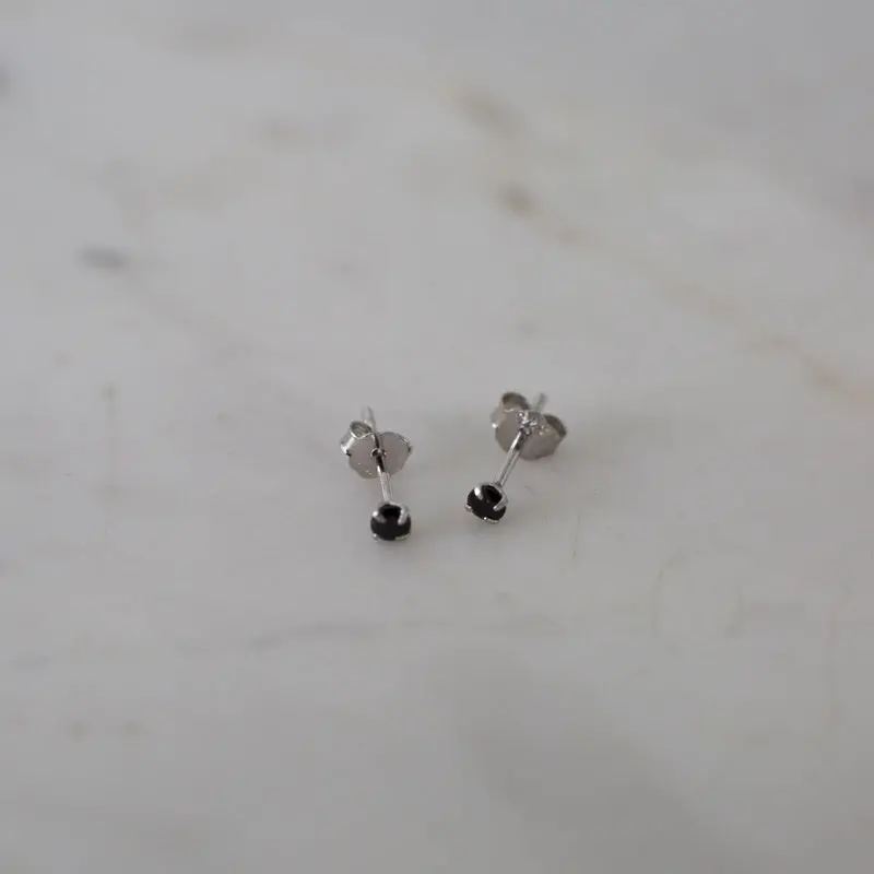 Sophie - Mini Rock Studs - Silver/Black 1