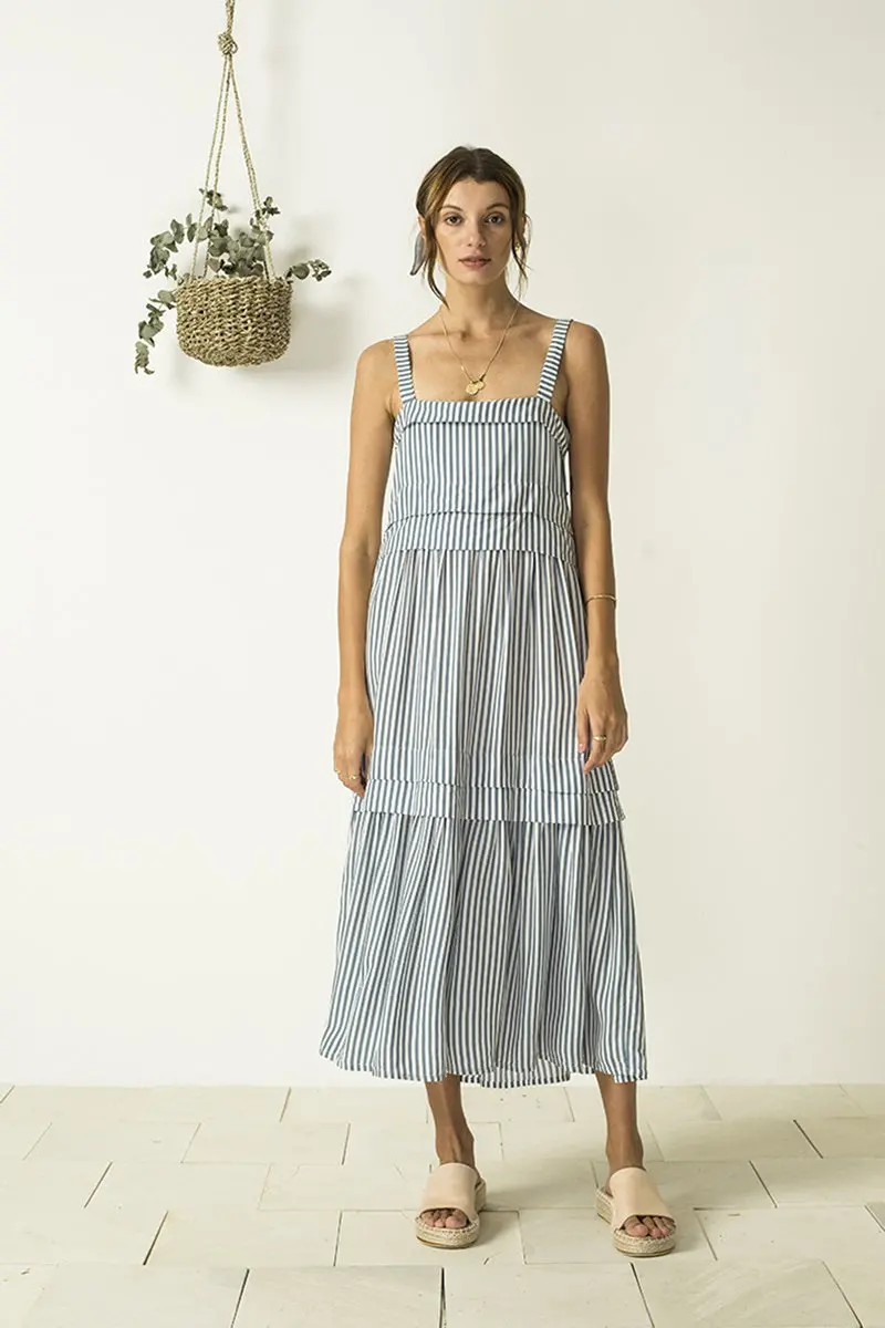 Bird & Kite - Renata Dress - Thalassa Stripe Blue 1
