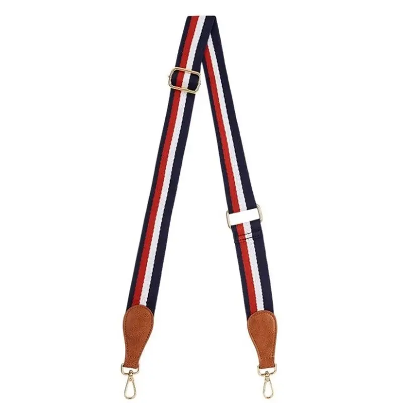 Elms + King - Accent Strap - Navy Tri Colour W/Tan Pebble Tab 1