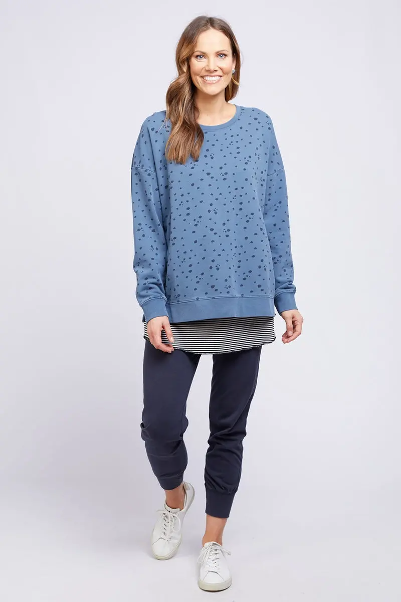 Elm - Spotted Cheetah Crew - Steel Blue 1