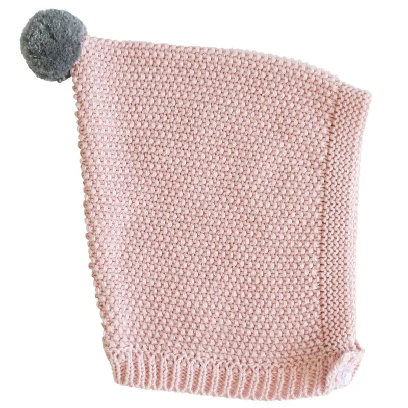 Alimrose - Pom Pom Pixie Hat - Rosewater & Grey 1